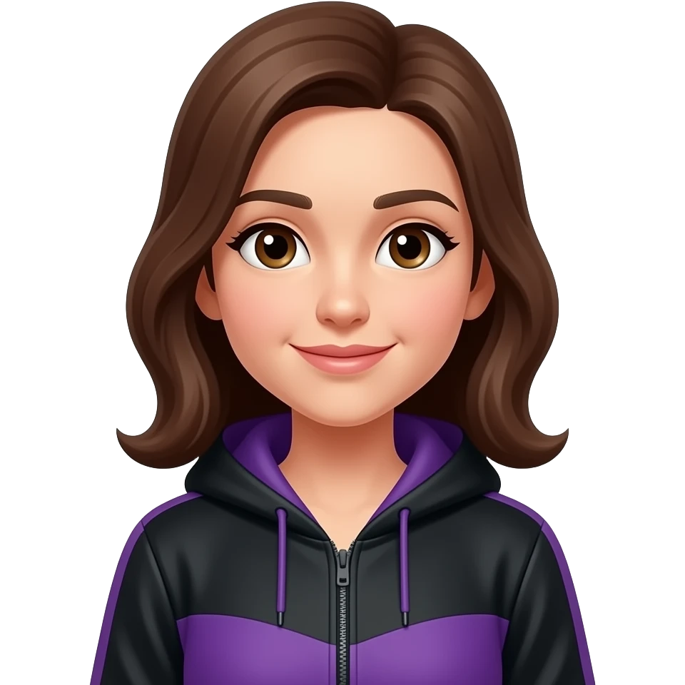 girl in black and purple tracksuit - brown hair emoji
