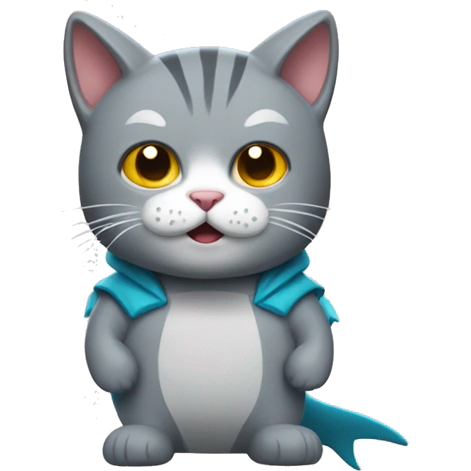 gray cat wearing shark costume emoji