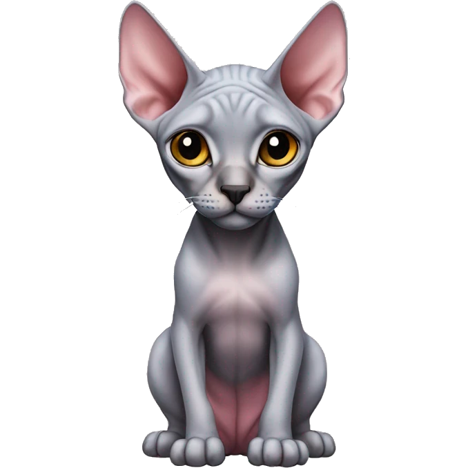 Pink with grey canadian sphynx cat blue eyes and black nose  emoji