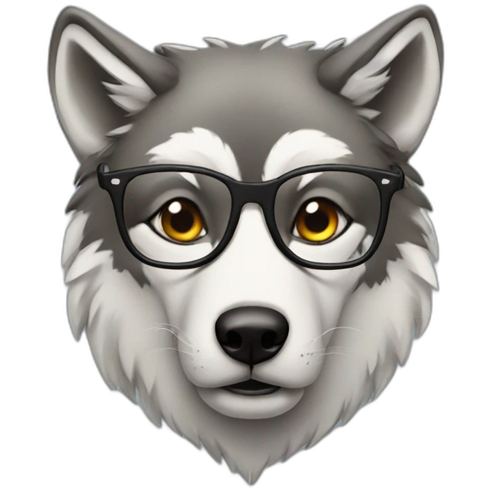 Wolf with glasses emoji