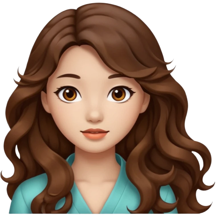 Beautiful girl,brown hair,wavy hair，long hair,Black eyes,Chinese emoji