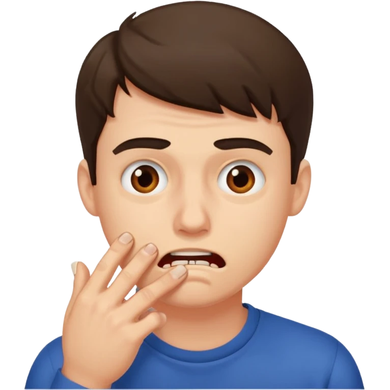 Day dreaming of a guy while biting nail emoji