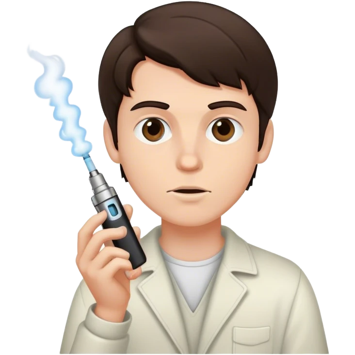 white boy with dark brown hair holding vape  emoji