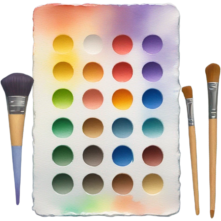 watercolor paint palette and paintbrush emoji