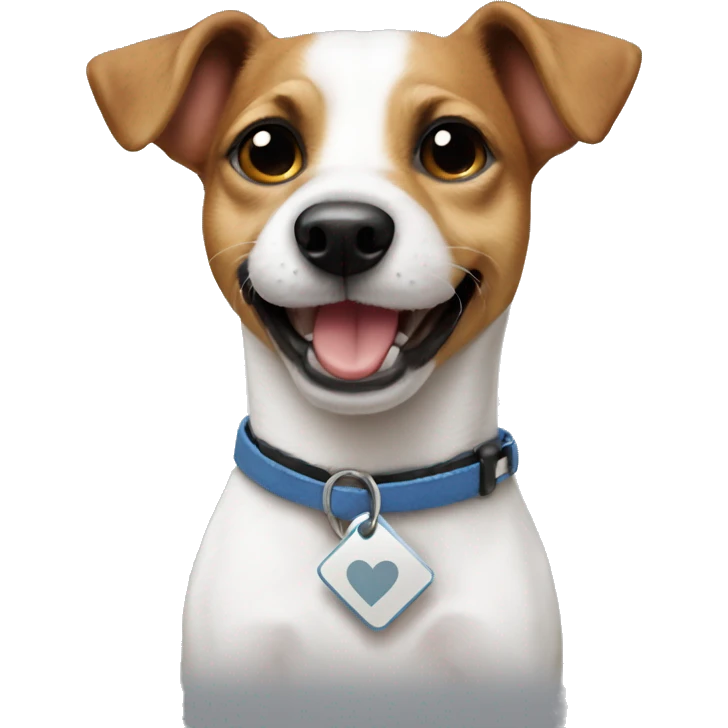 Jack russel that hold a label I love you emoji