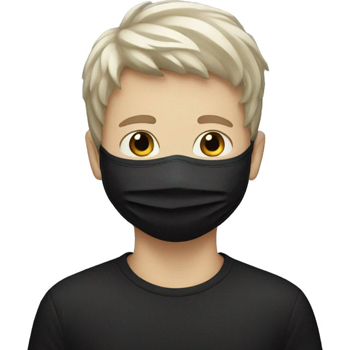 white Boy , black covid mask emoji