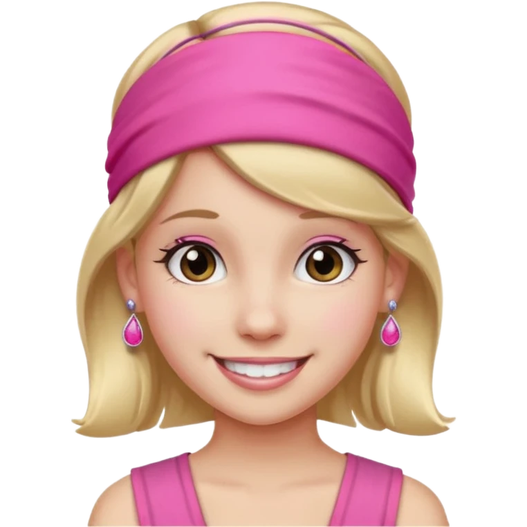 Fashion girl with pink headband and earrings, half body emoji