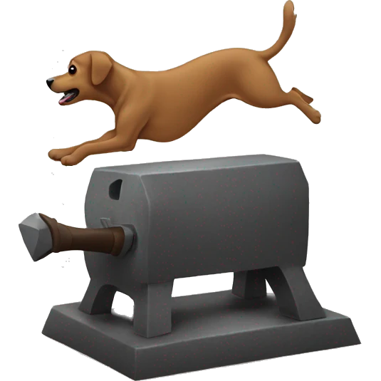 Anvil with dog jumping over emoji