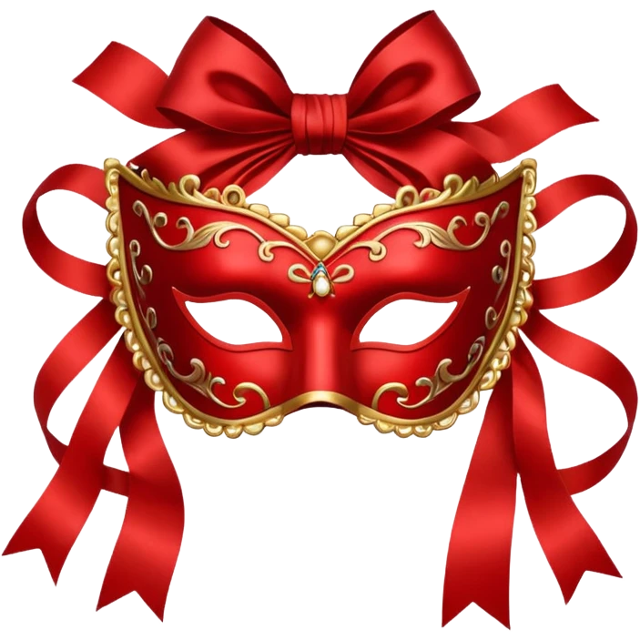 red mask with ribbons emoji