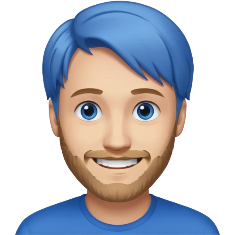 PewDiePie with blue eyes emoji