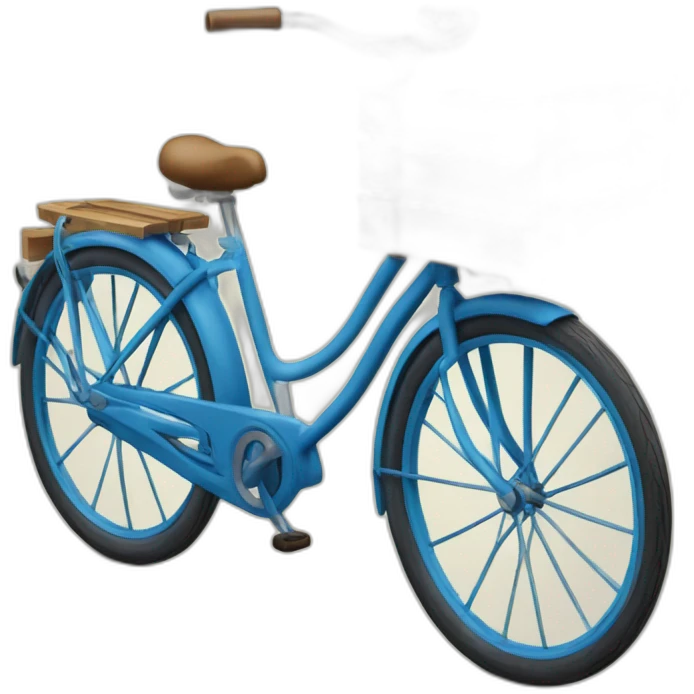 blue step-through bicycle with wooden crate on rear emoji