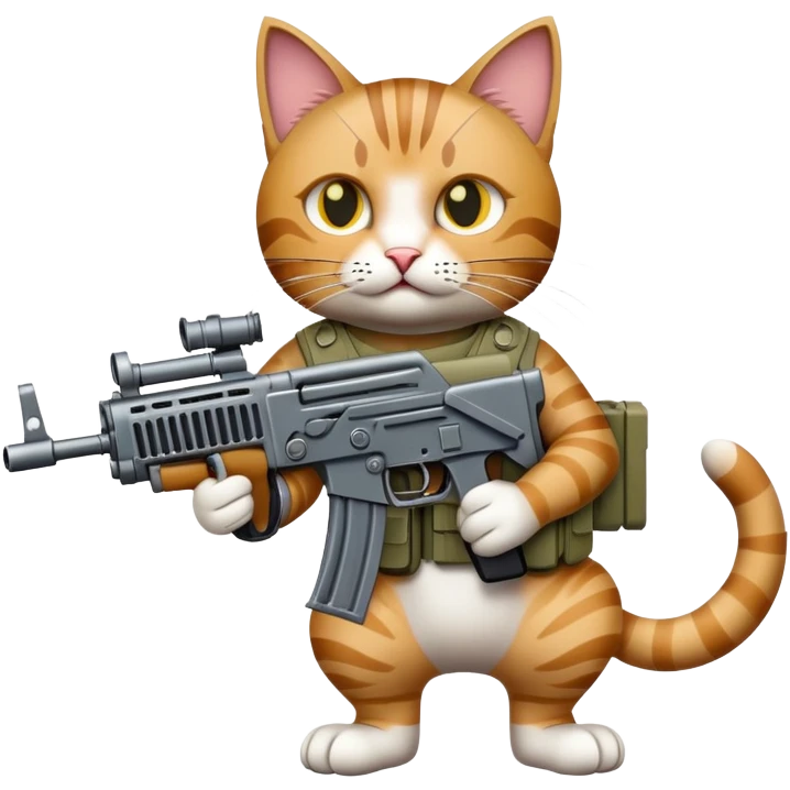 Кот с автоматом в лапах emoji