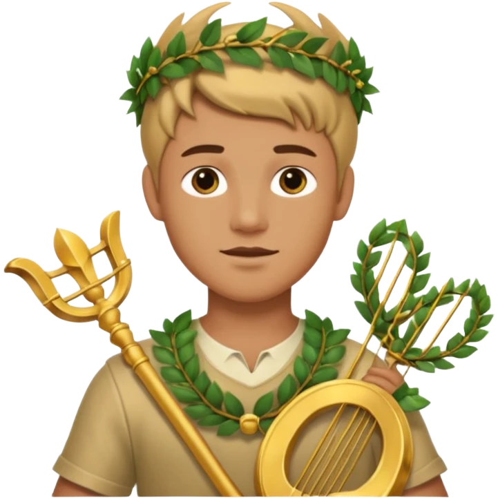 An emoji of the Greek god Apollo. He is a youthful man with a laurel wreath on his head, holding a golden lyre. emoji