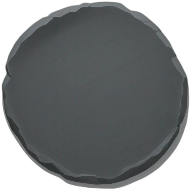 A round flat dark rough stone plate emoji