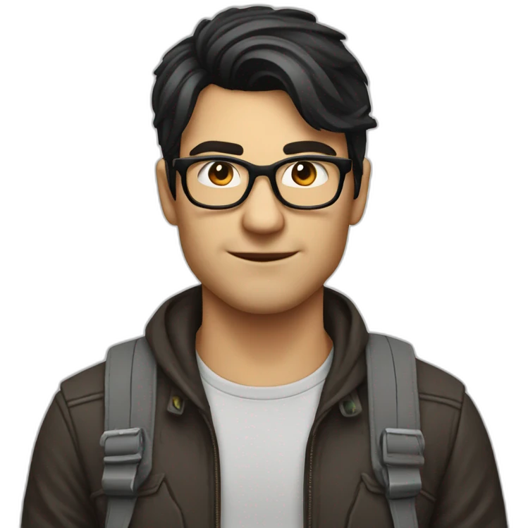 hipster computer nerd male with dark hair emoji