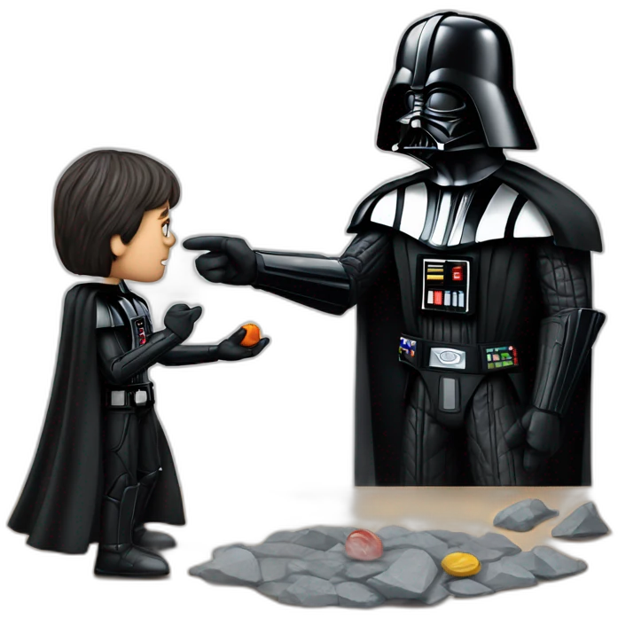 Darth Vader plays rocks, paper, scissors with Jim Carrey emoji