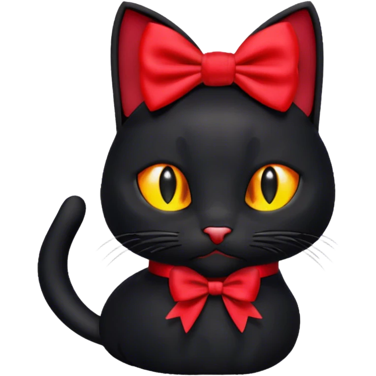 black cat with a red bow emoji