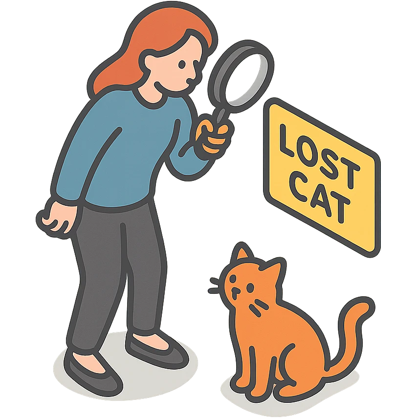 женщина ищет кошку которая пропала emoji