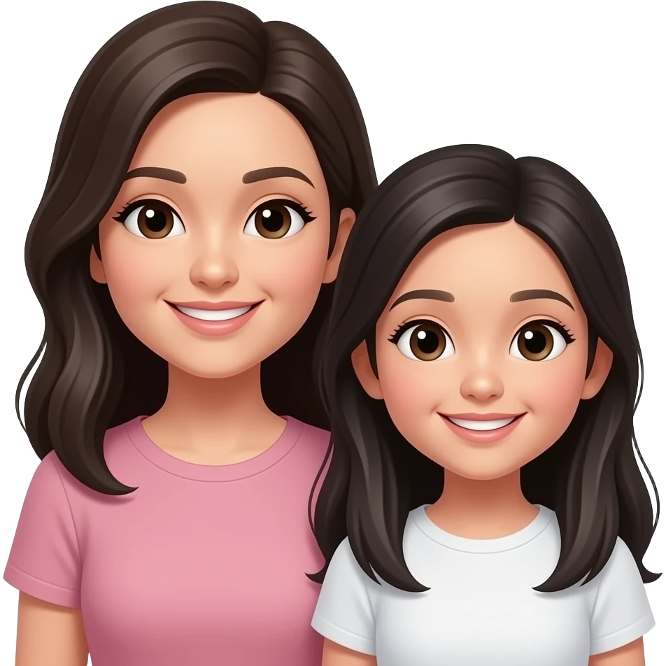 Mum and daughter long black hair smiling emoji