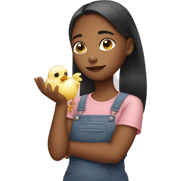 Girl with one hand on chick emoji