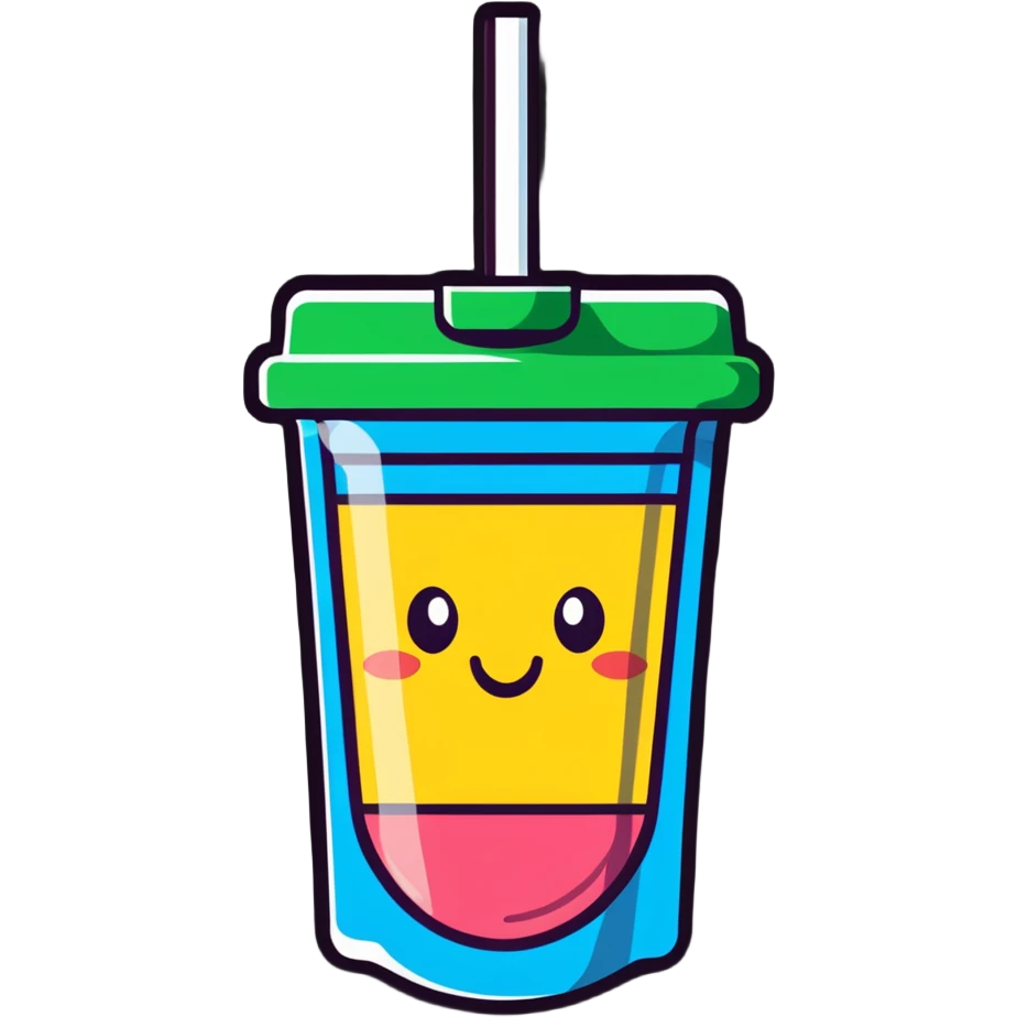 Capri Sun juice pouch with straw, playful and colorful emoji