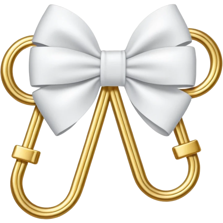 one gold paper clip with a white bow in the middle emoji