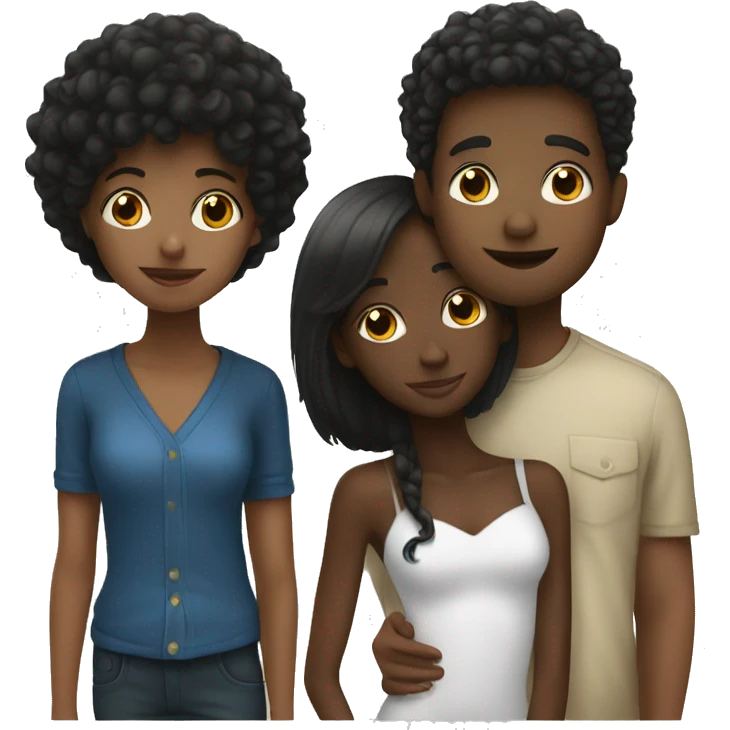 a black girl , and a white boy kissing emoji