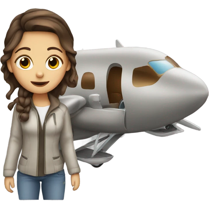 Girl with brown hair in a plane emoji