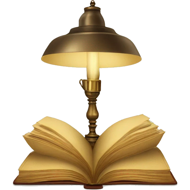 vintage lamp with open book emoji