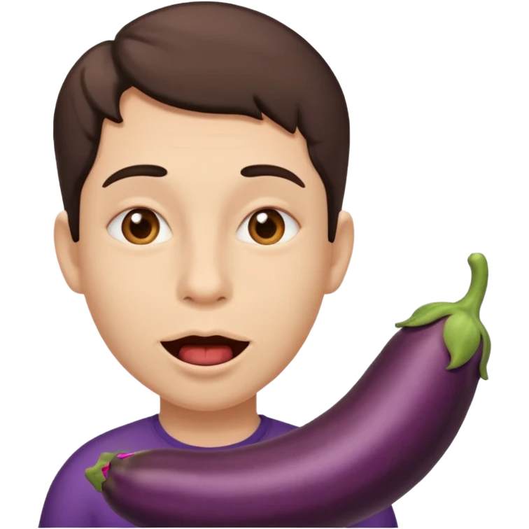 Egg plant in mouth emoji