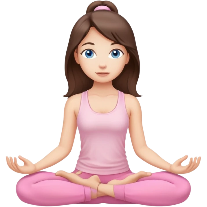 brunette blue-eyes, yoga girl light pink clothes  emoji
