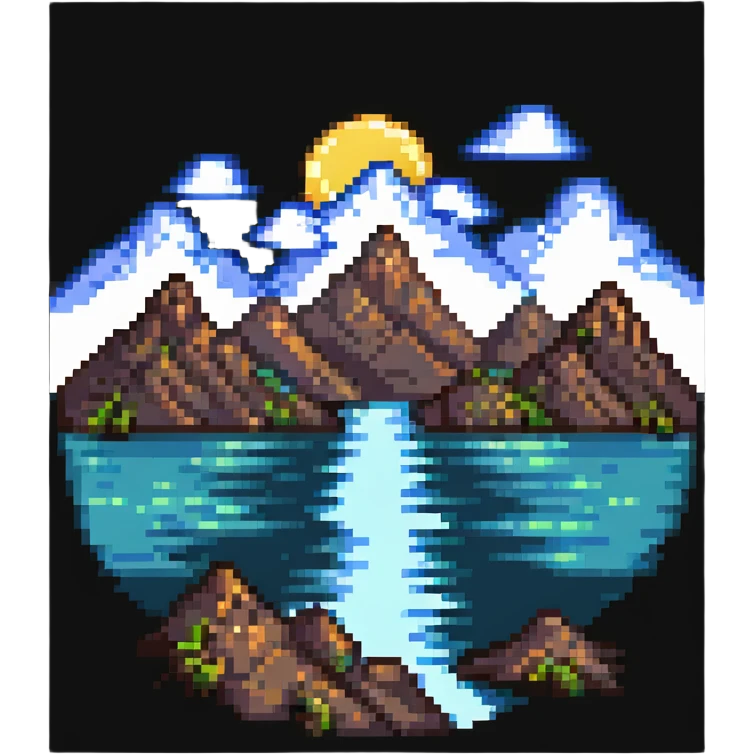 mountains with sea and clouds emoji