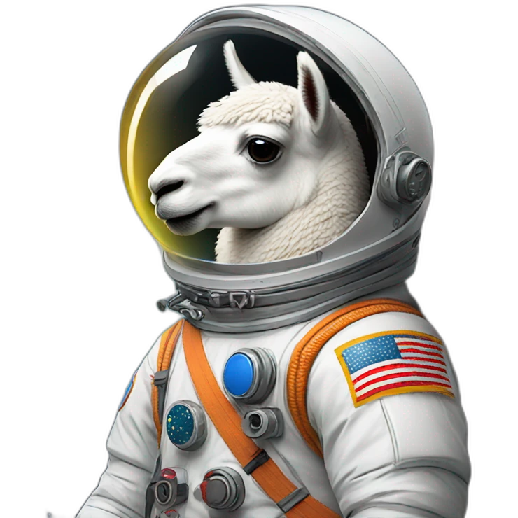 A llama in a cosmonaut outfit emoji