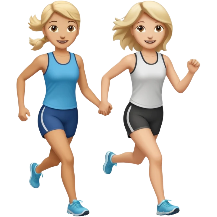 2 white women running holding hands emoji