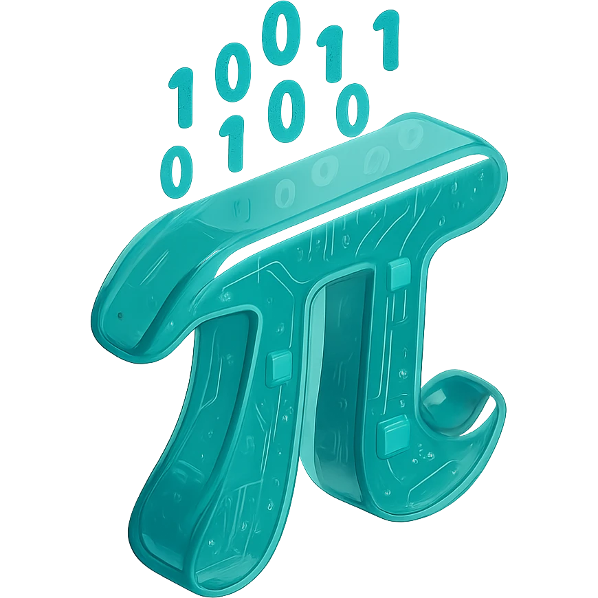  combine the π (pi) math symbol, binary code emerging from it. emoji