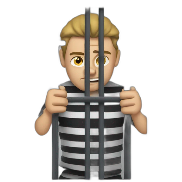 Criminal behind bars holding onto bars emoji