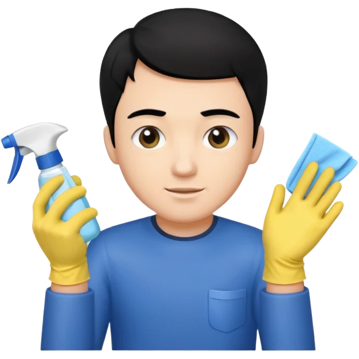 BLACK HAIR LIGHT SKIN MAN cleaning the toilet emoji