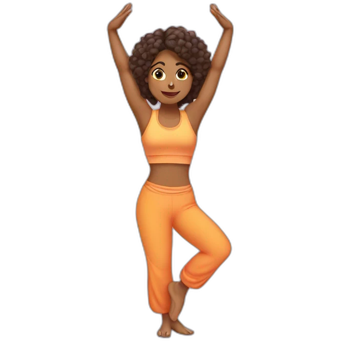 Indian woman with curly hair doing a yoga handstand position emoji