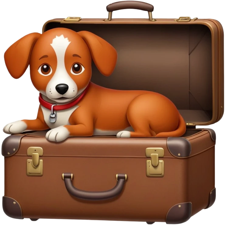 Red dog wearing suitcase emoji