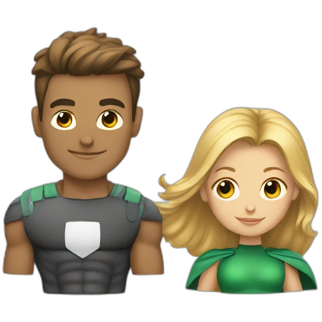 Guy and girl super hero emoji