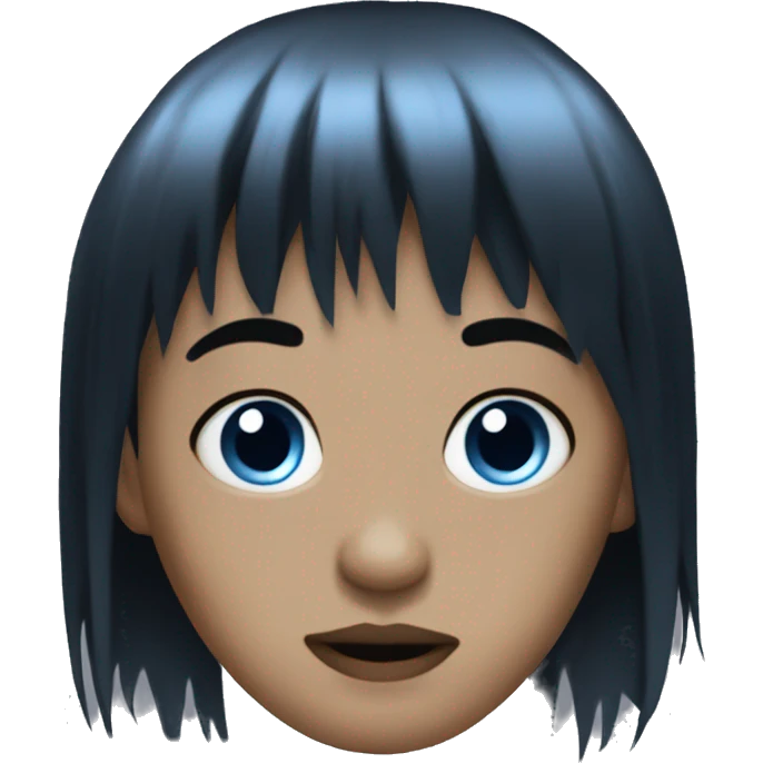 Black hair blue eyes goth with bangs emoji