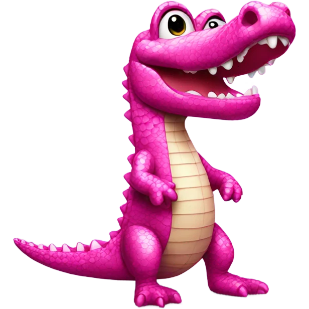 Pink sparkly alligator  standing  emoji