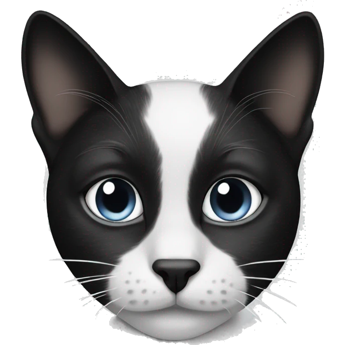 Black and white cat with black freckle on face emoji
