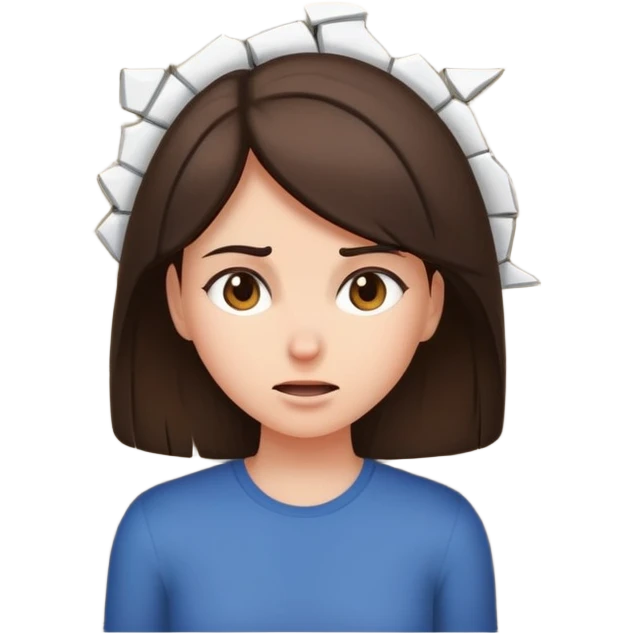 Sideways emoji A brunette hitting her head on a wall emoji