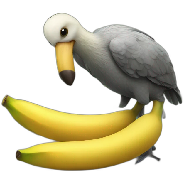 Bird Dodo eating a banana emoji