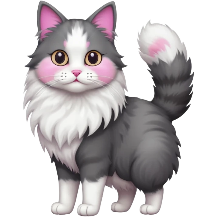full body half dark grey and half white cat emoji