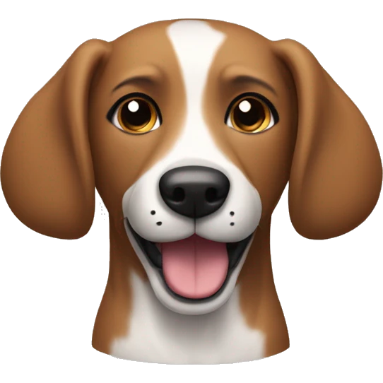 smiling brown dog with black upright ears and black muzzle emoji