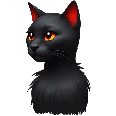 Anthro Edgy Cool Beautiful Black Cat with Pretty Emo Hair-bangs with Red Streaks emoji