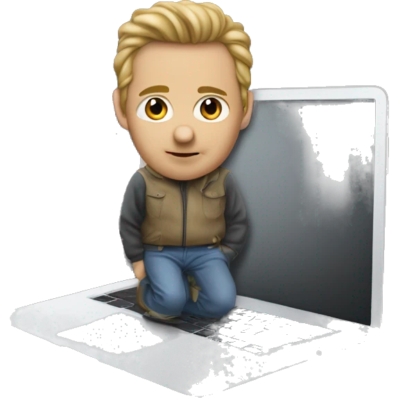 Стив Джобс сидит за MacBook emoji