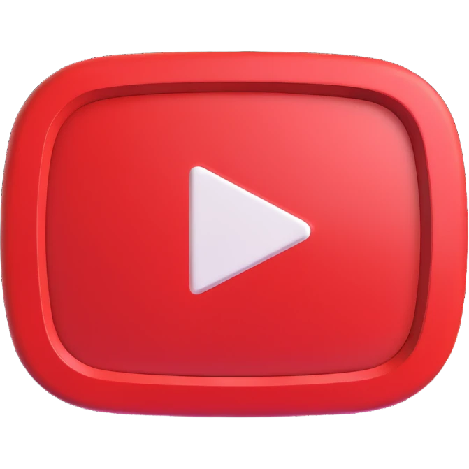 YouTube logo, 3D style, glossy red and white, realistic lighting, iconic play button emoji